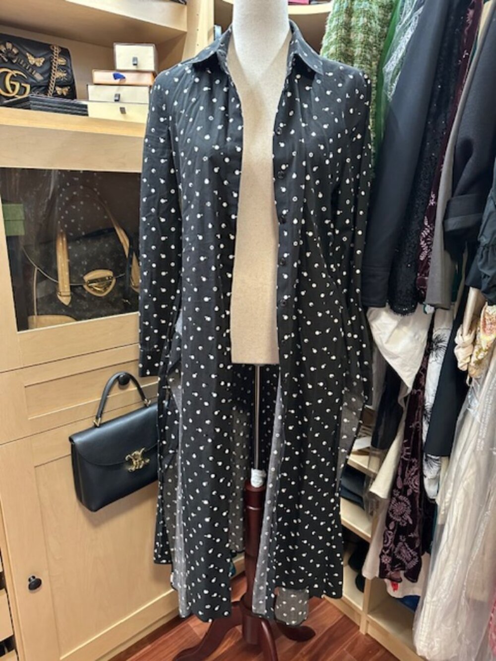Rosetta Getty Polka Black/White Dot Print Size Six Long Dress - Picture 8 of 10